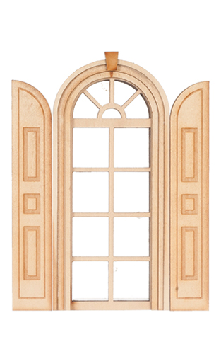 Dollhouse Miniature WINDOW, PALLADIAN - 6 OVER 6 with  SHUTTERS